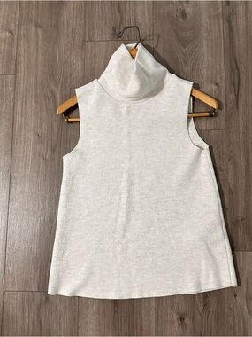 Zara Light Heather Sleeveless Turtleneck Knit Soft Relaxed Fit Sweater Top